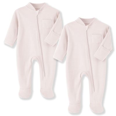Eleven's Kingdom Baby Pajamas 0-3 Months Beige Cotton Baby Boy Sleeper Sleepers PJs with Mitten Cuffs,2 Way Zipper Baby Boy Clothes Onesie Footies Infant Sleep and Play Beige 0-3 Months
