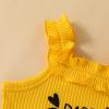 Tsnbre Newborn Baby Girl Summer Clothes Mama is My Bestie Ruffle Short Sleeve Romper Shorts Headband 3Pcs Outfits (Daddys Girl Yellow, 9-12 Months) view 4