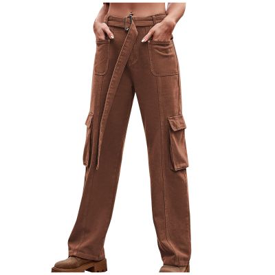 Wide Leg Jeans Women Cargo Pants Fashion Y2K Teen Girls High Waisted Streetwear Jogger Pants Baggy Parachute Sweatpants