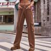 Wide Leg Jeans Women Cargo Pants Fashion Y2K Teen Girls High Waisted Streetwear Jogger Pants Baggy Parachute Sweatpants view 2