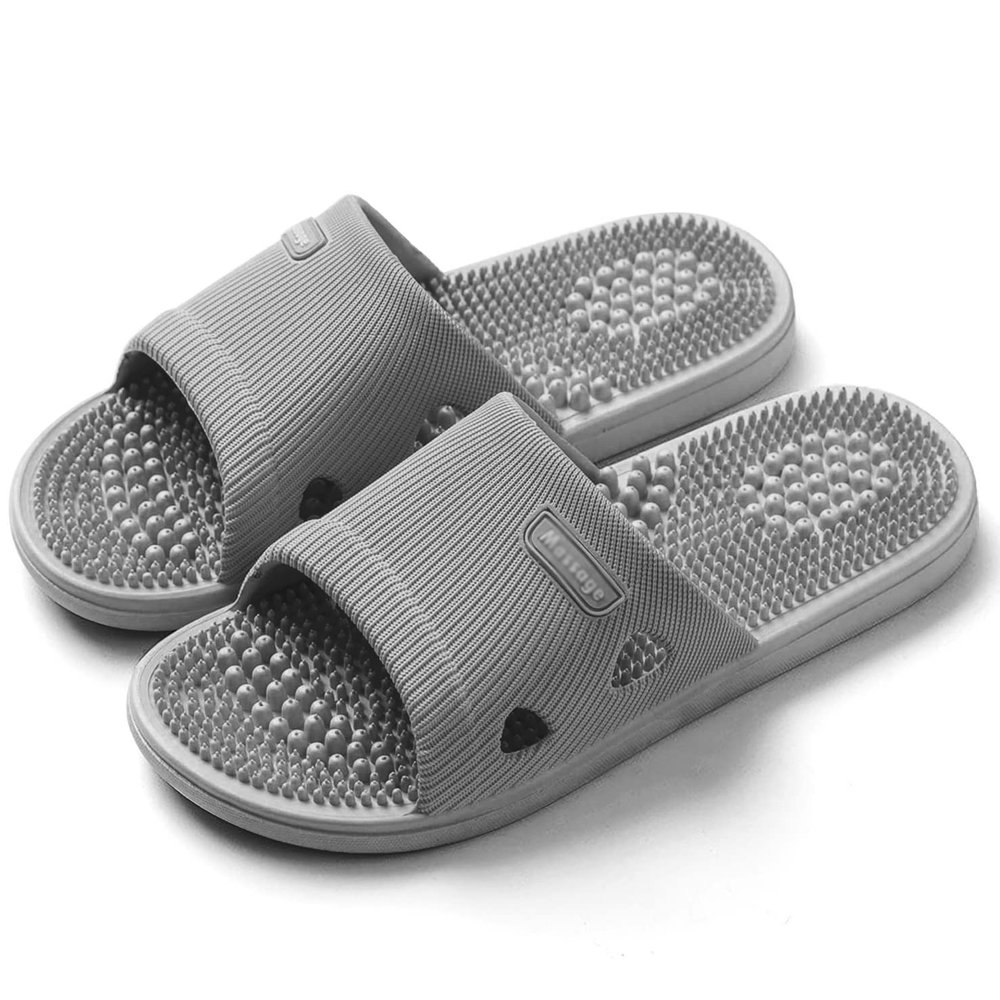 LUXRUB Foot Massage Slippers Men Women Plantar Fasciitis Acupressure Massage Sandals House Relief Feet Acupoint Massage Pain Relief Shoes Relaxation Gifts for Parents (Color : Gray, Size : 7.5/8)