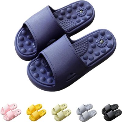 LUXRUB Foot Reflexology & Acupressure Massage Slippers Men Women Deep Tissue Foot Massager Plantar Fasciitis Pain Relief Massage Sandals Home Shock Absorbing Shower Shoes (Color : Blue, Size : 7.5/8)