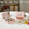 Vlando Travel Jewelry Box for Girls Women, Initial Jewelry Organizer Box Travel Must Haves Jewelry Case for Girls, Necklace Earrings Ring Box Travel Gifts for Sister Daughters - Letter S, Pink view 2