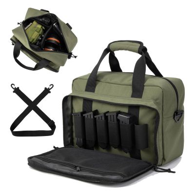 PROFOCUS Small Range Bag For 2 Pistols Gun Range Bags For Handguns And Ammo Dual Pistol Handgun Revolver Hunting Bag Gun Carrying Case/Lockable Zippers