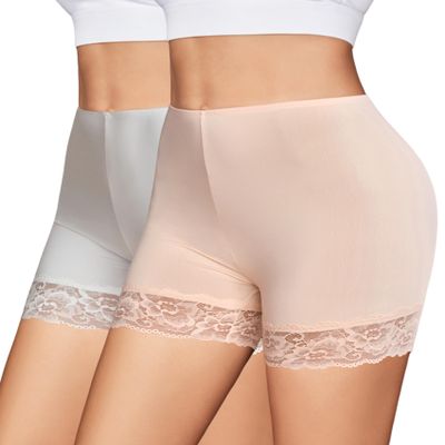 Avidlove Women's Slip Shorts, Comfortable Boyshorts Panties, Anti-chafing Spandex Shorts for Under Dress White+Nude