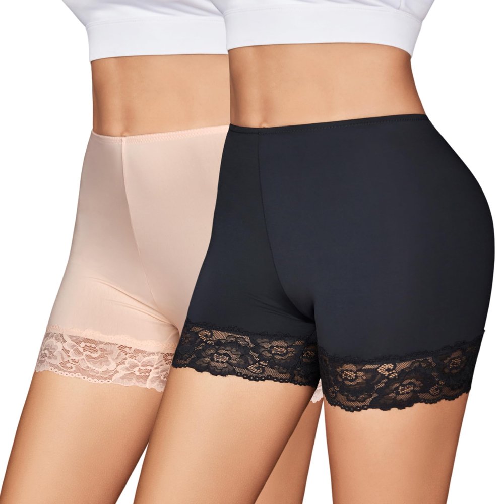 Avidlove Women's Slip Shorts, Comfortable Boyshorts Panties, Anti-chafing Spandex Shorts for Under Dress Black+Nude XX-Large