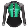 TSSOE Women Mesh Patchwork Gymnastics Leotard Long Sleeves Bodysuit Figure Skating Performance Costume B05 Small view 3