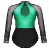 TSSOE Women Mesh Patchwork Gymnastics Leotard Long Sleeves Bodysuit Figure Skating Performance Costume B05 Small view 4