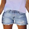 Pink Queen Ripped Jean Shorts for Women Spring Mid Waist Stretchy Denim Hot Shorts Distressed Rolled Hem Frayed Short Jeans with Pockets Blue L view 1