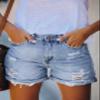 Pink Queen Ripped Jean Shorts for Women Spring Mid Waist Stretchy Denim Hot Shorts Distressed Rolled Hem Frayed Short Jeans with Pockets Blue L view 2