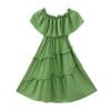 3 to 12 Years Old Kids Dress Big Girls Strapless Knee Length Chiffon Long Maxi Dress Beach School (Green, 9-10 Years) view 1