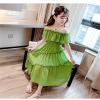 3 to 12 Years Old Kids Dress Big Girls Strapless Knee Length Chiffon Long Maxi Dress Beach School (Green, 9-10 Years) view 4