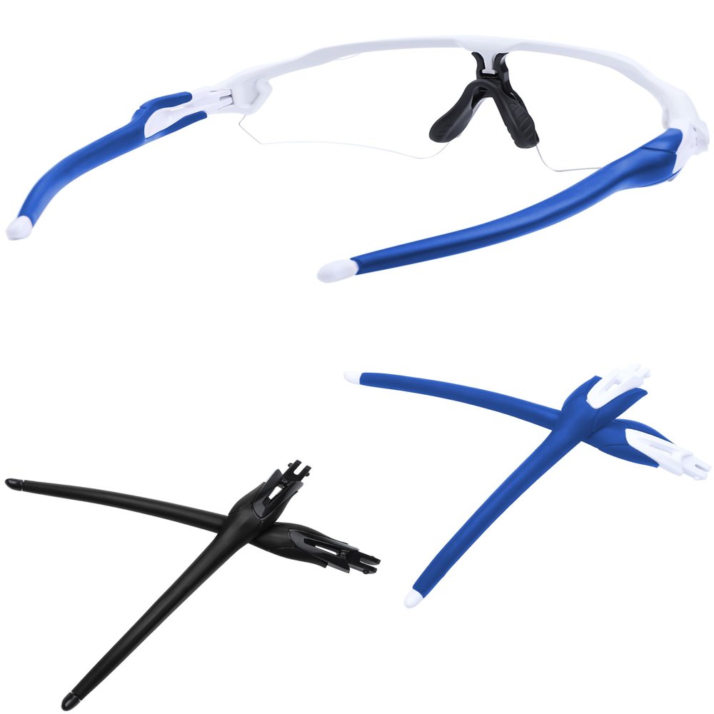 MYCOURAG 2 Pairs Replacement Temples Arms Legs Compatible with Oakley Radar EV Path/Pitch/Advancer Sunglasses-White - Black&Blue