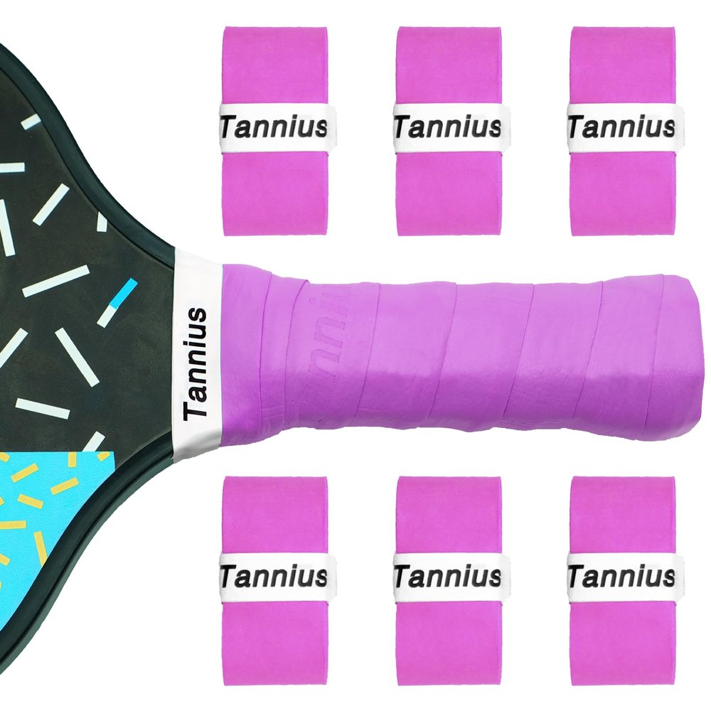Tannius Pickleball Paddle Grip Tape, 6 Pack Precut Pickleball Grips, Absorbent and Enhanced Pickleball Paddle Overgrip (6-Pack Purple)