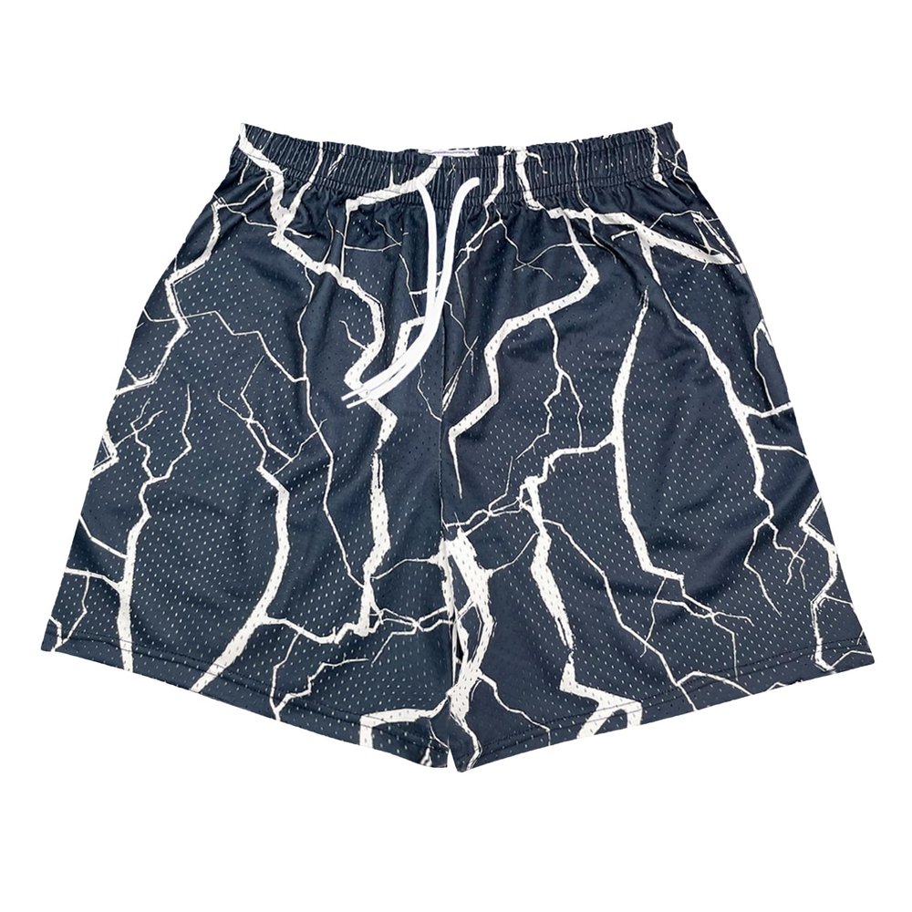 DIOTSR Mens Graphic Print Shorts Cool Mesh Basketball Shorts Casual Flat Front Shorts Summer Drawstring (Twig - Navy,X-Large)