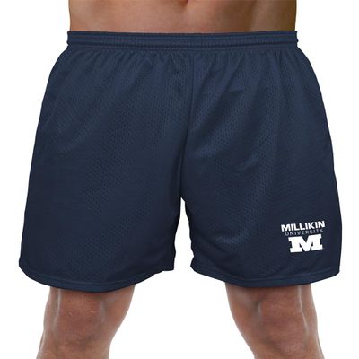 Campus Lab Millikin University Primary Logo Men's Adult Athletic Gym Shorts 7" Inseam, Navy, Large