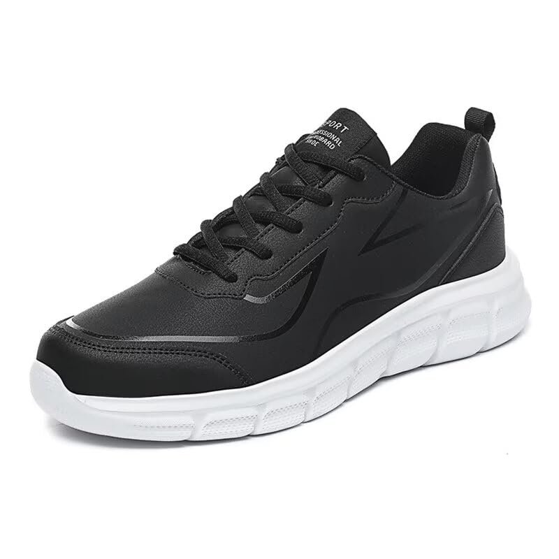 Zonkacen Men's Non Slip Fashion Comfortable Lace Up Walking Shoes for Summer Daily Working Shopping Cycling Trekking Driving Jogging Black White 6.5 Men