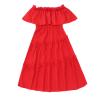 3 to 12 Years Old Kids Dress Big Girls Strapless Knee Length Chiffon Long Maxi Dress Beach School (Red, 9-10 Years) view 1