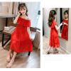 3 to 12 Years Old Kids Dress Big Girls Strapless Knee Length Chiffon Long Maxi Dress Beach School (Red, 9-10 Years) view 2