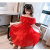 3 to 12 Years Old Kids Dress Big Girls Strapless Knee Length Chiffon Long Maxi Dress Beach School (Red, 9-10 Years) view 3