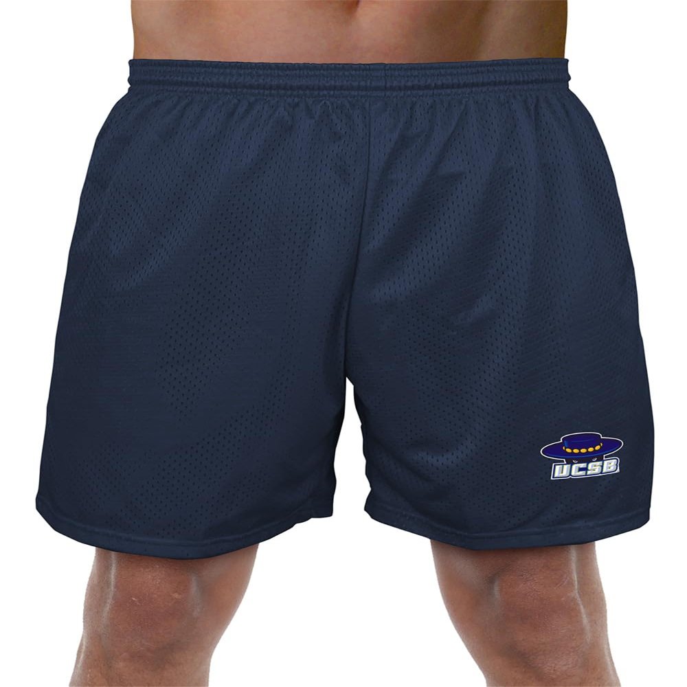 Campus Lab University of California, Santa Barbara Primary Logo Men's Adult Athletic Gym Shorts 7" Inseam, Navy, Large