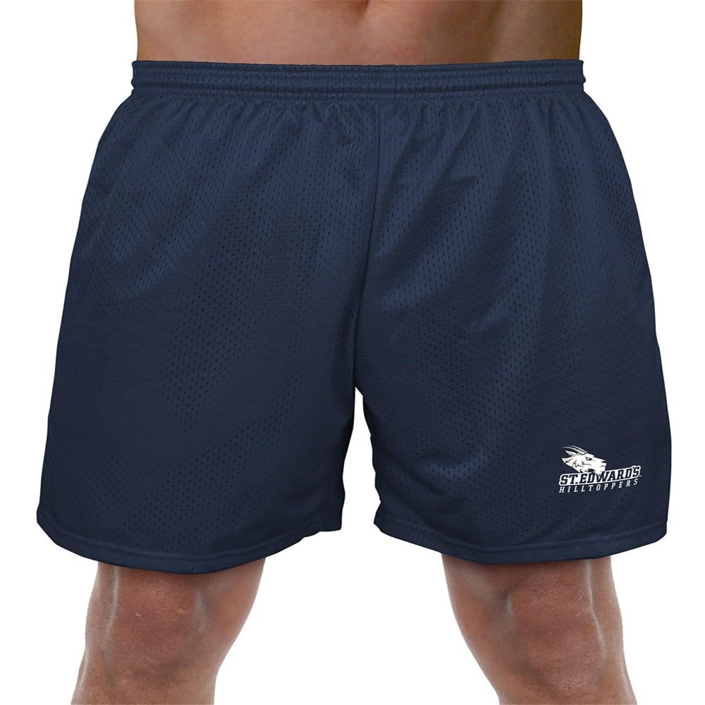 St. Edwards University Primary Logo Men's Adult Athletic Gym Shorts 7" Inseam, Navy, Small