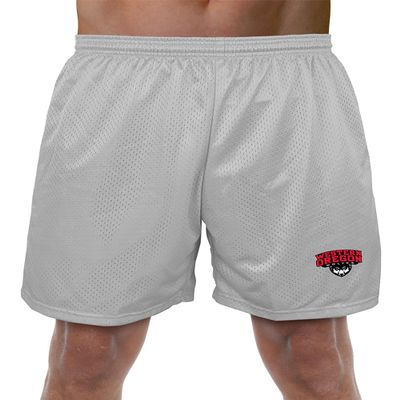 Western Oregon University Primary Logo Men's Adult Athletic Gym Shorts 7" Inseam, Silver, Large