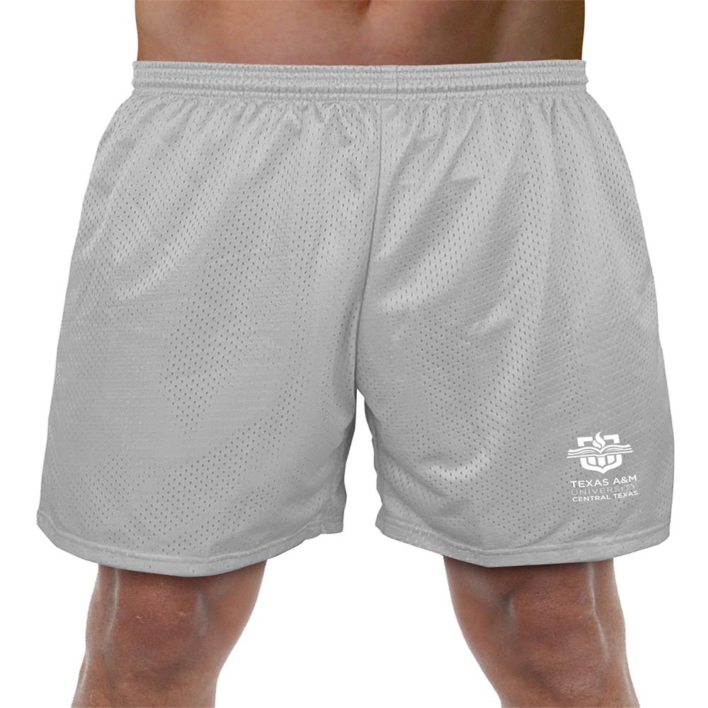 Campus Lab Texas A&M University - Central Texas Primary Logo Men's Adult Athletic Gym Shorts 7" Inseam, Silver, Medium