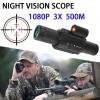 Cross Adjustable Infrared Night Vision Scope Metal Body Outdoor Hunting Equipment Visible Distance Within 100 Meters, Suitable for Close-Range Hunting and Observation view 3