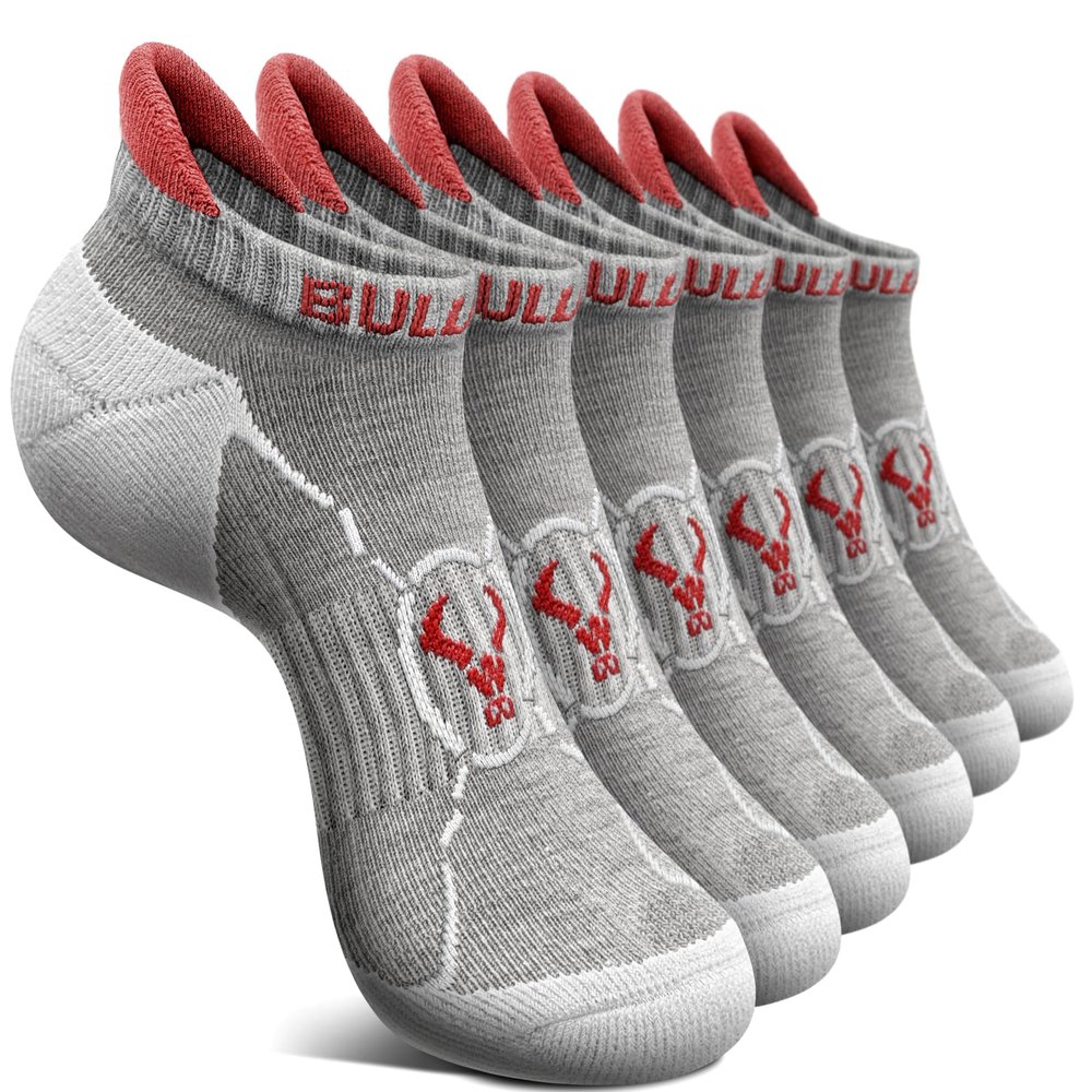 BULLIANT Men Running Socks,Active Ankle Socks No Show For Men With Cushioned Footbed Arch Support Breathable Wicking(6Pairs,Shoes Size:Men 5-7)