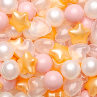 GOGOSO Ball Pit Balls,Plastics Balls for Ball Pit, Stars Hearts Shape for PastelBall for Toddlers Kids,Pink Gold White Clear,200pcs