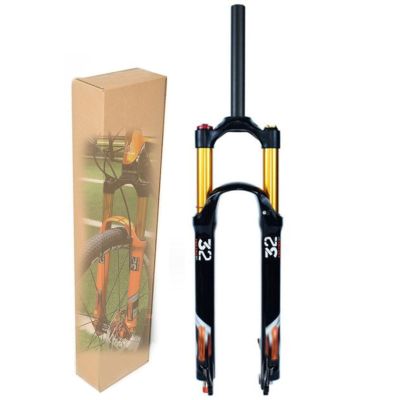 ZECHAO Stroke 140mm Air Mountain Bike Suspension Fork,1-1/8" Disc Brake Aluminum Alloy Quick Release Rebound Adjustment for 1.5-2.45" Tires (Color : Straight Manual Lock, Size : 26inch)