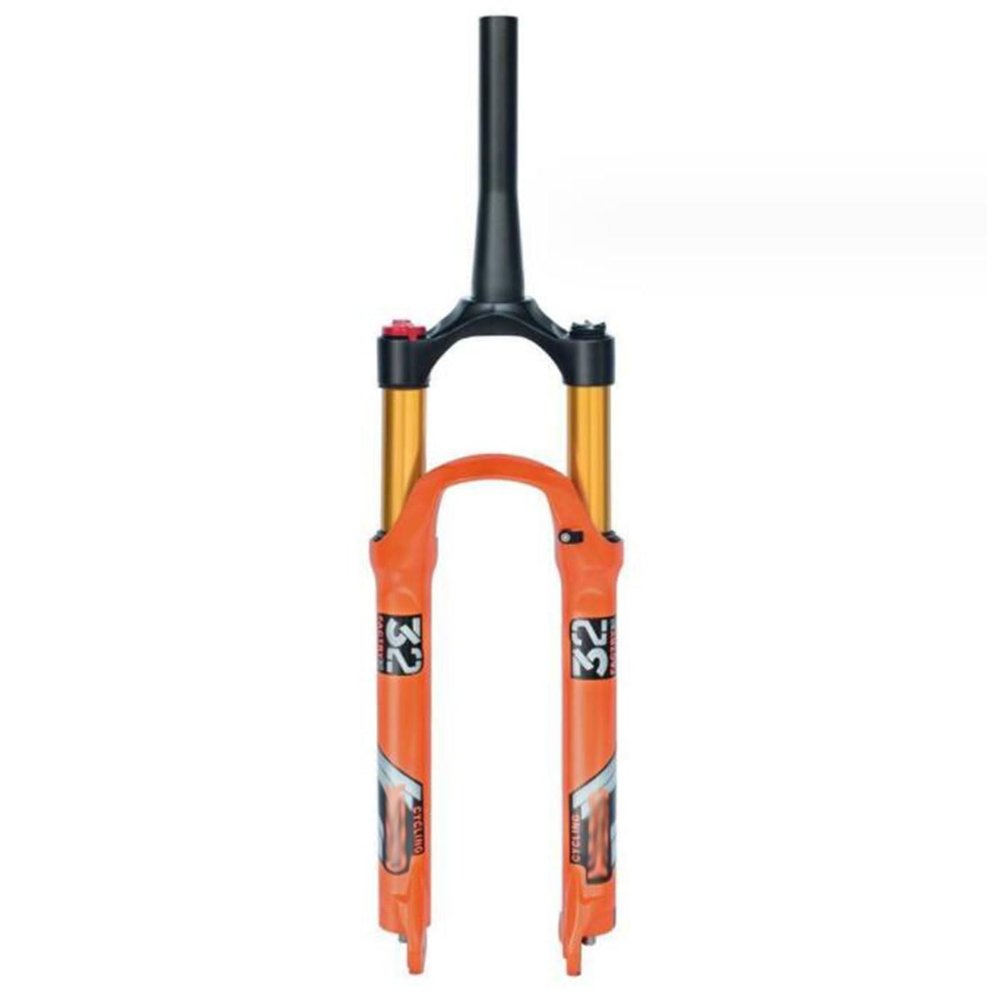 ZECHAO 26 27.5 29er Air Mountain Bike Suspension Forks,Ultralight Aluminum Alloy Quick Release 9mm Disc Brake Manual/Crown Lockout 1-1/2" (Color : Tapered Manual Lock, Size : 26inch)