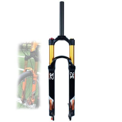 ZECHAO Aluminum Alloy Air Suspension Fork,26/27.5/29in Rebound Adjustment 140mm Travel 1-1/8" Disc Brake Mountain Bike Suspension Forks (Color : Straight Manual Lock, Size : 29inch)
