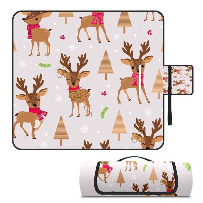 AQUNNEW Luxury Outdoor Picnic Blanket Extra-Large Waterproof Foldable Beach Mat Ideal for Picnics, Beaches and Outdoor Adventures Durable Picnic Mat Christmas Print