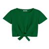 Arshiner Girls Green T-Shirt Tie Twist Front Summer Short Sleeve Top Loose Round Neck Crop Top Size 8-9