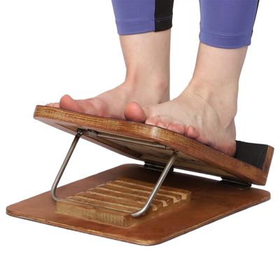 Calf Stretcher Wooden Slant Exercise Board Adjustable Incline Portable Under Desk Foot Stool (Large)