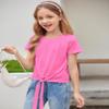 Arshiner Girls Cute Shirts with Short Sleeve Casual Summer Large T Shirts for Girls Tie Knot Front Tops Girls 10-12 Dark Pink view 3