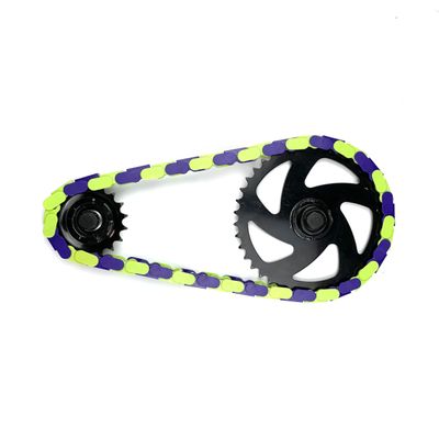 Insane Chains Bicycle Chain Cover  Protects Your Clothing Against Chain Lube and Adds Style - Easy Installation  No Tools Required  Single-Speed or Fixed-Gear Bikes Only (Green-Purple, Toddler)