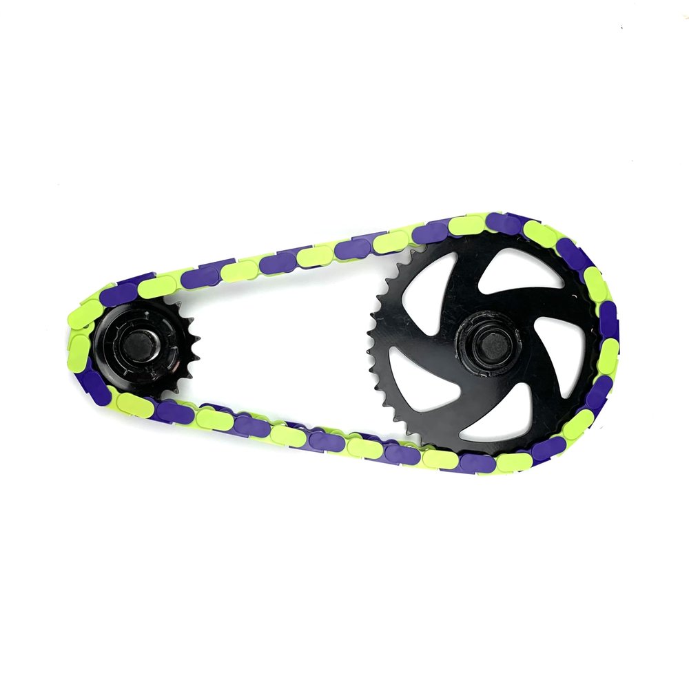 Insane Chains Bicycle Chain Cover  Protects Your Clothing Against Chain Lube and Adds Style - Easy Installation  No Tools Required  Single-Speed or Fixed-Gear Bikes Only (Green-Purple, Toddler)