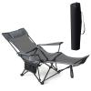GYMAX Camping Chair, Adjustable Reclining Lounge Chair w/Removable Footrest, Padded Pillow, Cup Holder & Side Pocket, Folding Camping Mesh Chair w/Carry Bag for Outdoor Patio Lakeside (1, Grey) view 1