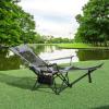 GYMAX Camping Chair, Adjustable Reclining Lounge Chair w/Removable Footrest, Padded Pillow, Cup Holder & Side Pocket, Folding Camping Mesh Chair w/Carry Bag for Outdoor Patio Lakeside (1, Grey) view 2
