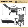 GYMAX Camping Chair, Adjustable Reclining Lounge Chair w/Removable Footrest, Padded Pillow, Cup Holder & Side Pocket, Folding Camping Mesh Chair w/Carry Bag for Outdoor Patio Lakeside (1, Grey) view 3