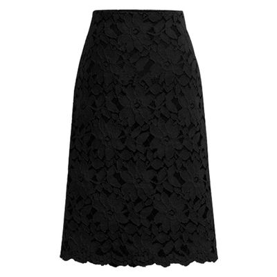 Women Floral Lace Mesh Mini Skirt A-Line High Waisted Long Skirts Bodycon Pencil Wrap Skirts Elegant Retro Midi Skirt Black