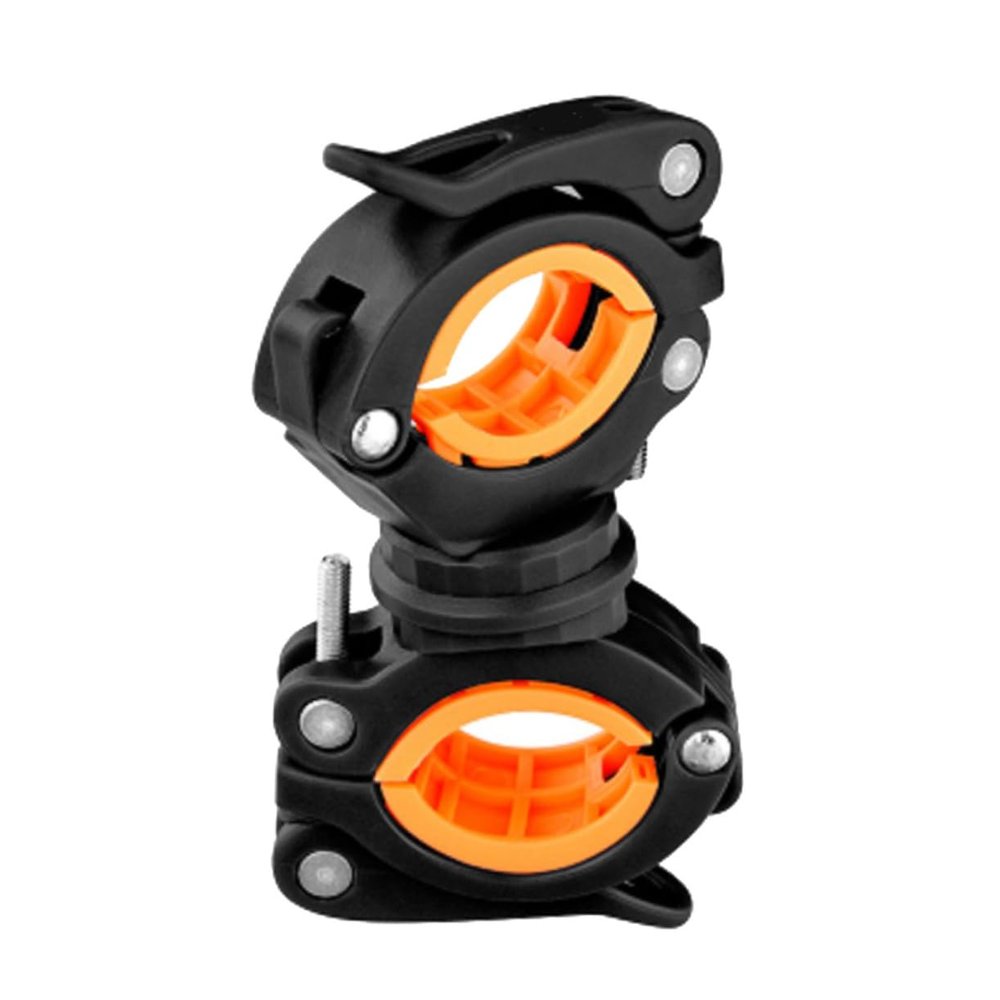 SUPVOX 360degree Adjustable Rubber Bike Handlebar Flashlight Mount Lightweight Torch Holder with Clamp for Steady Bike Lighting Black and Orange