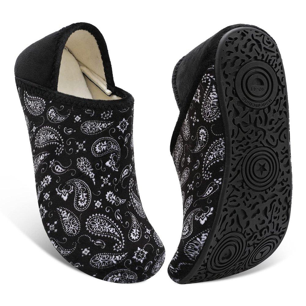 Fires Womens Slippers House Slippers for Women House Shoes for Women Lightweight Around Home Shoes With Non-Slip Rubber Sole for Indoor/Outdoor & Travel BlackBoho 5.5-6.5 Women/4-5 Men