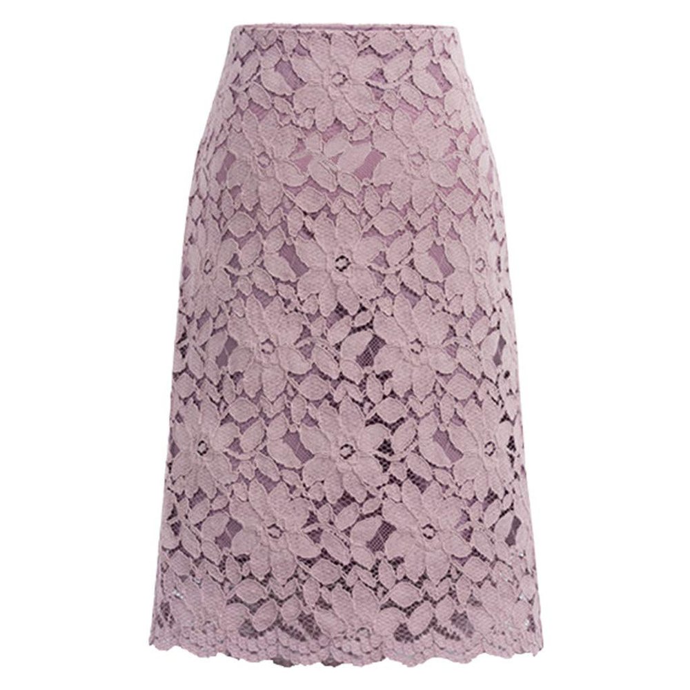 Women Floral Lace Mesh Mini Skirt A-Line High Waisted Long Skirts Bodycon Pencil Wrap Skirts Elegant Retro Midi Skirt Purple