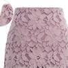 Women Floral Lace Mesh Mini Skirt A-Line High Waisted Long Skirts Bodycon Pencil Wrap Skirts Elegant Retro Midi Skirt Purple view 3