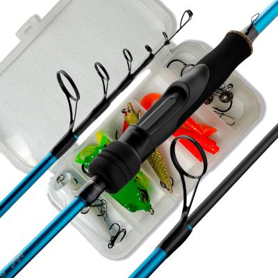 Mermaid Gear Telescopic Travel Fishing Rod, Light Weight 24 Ton Carbon Fiber Blank Rod, Solid Carbon Tip, Stainless Steel Insert Guides, Comfortable EVA Handle, Travel Rod, Easy to Carry (MGM-MC76MS)