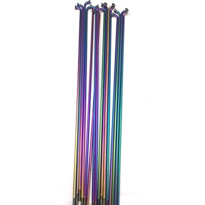 Bioparty Rainbow Bicycle Spokes 14G Stainless Steel Rays 26er 27.5er 29er Mountain Bike 700C Road Bike Wheel J-Bend Straight Pull (Color : 56 Pieces)